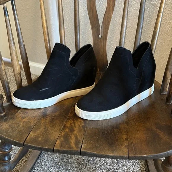 Express Black Slip-On Sneaker Wedge Heel - Picture 2 of 4